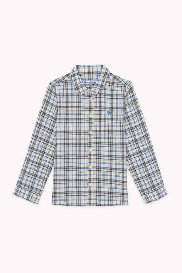 Camicia - Madreperla  cotone Ricamo Scacchi - Image principale