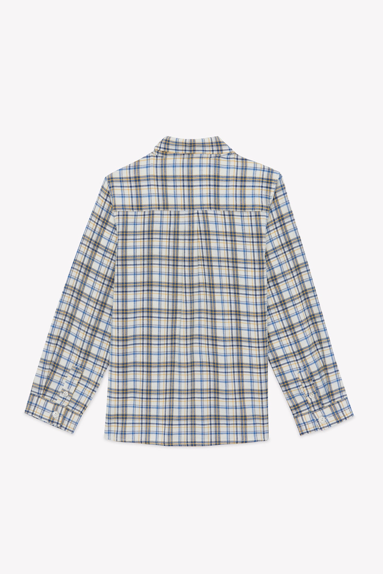 Camisa - Marfil algodon Bordado Cuadros