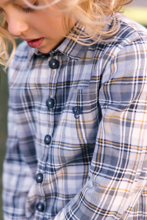 Shirt - Blue cotton Check Buttons - Image principale