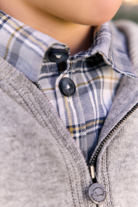 Shirt - Blue cotton Check Buttons - Image principale