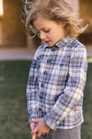Shirt - Blue cotton Check Buttons