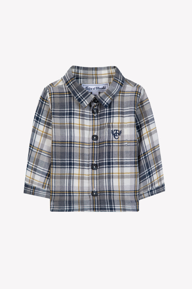 Shirt - Blue cotton Check Buttons - Image principale