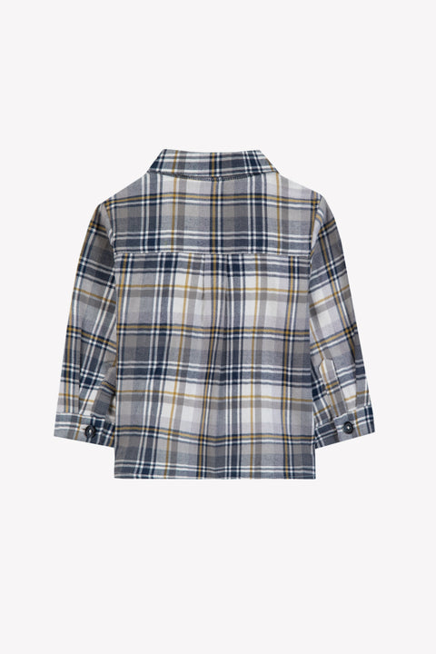 Shirt - Blau Baumwolle Karos Knöpfe - Image principale