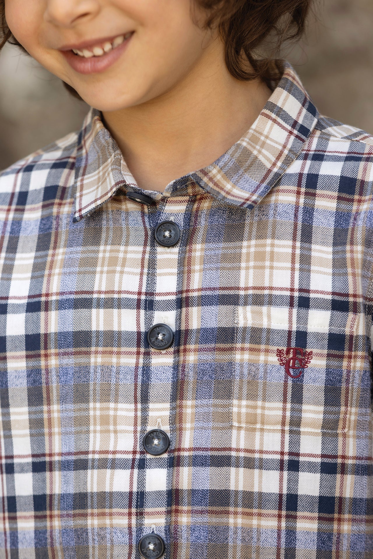 Camicia - Cotone bordeaux Scacchi