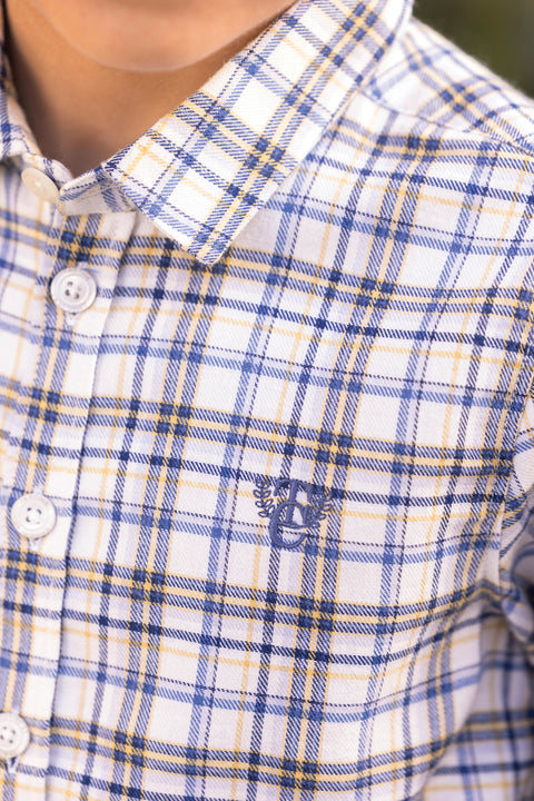 Camicia - Cotone indaco Scacchi - Image principale