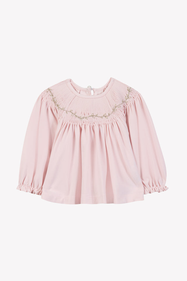 Blouse - Rose pâle à smocks - Image principale