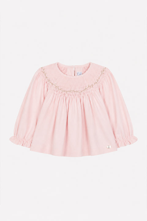 Blouse - Rose pâle à smocks - Image principale