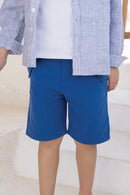 Short - Bleu coton lin boutons