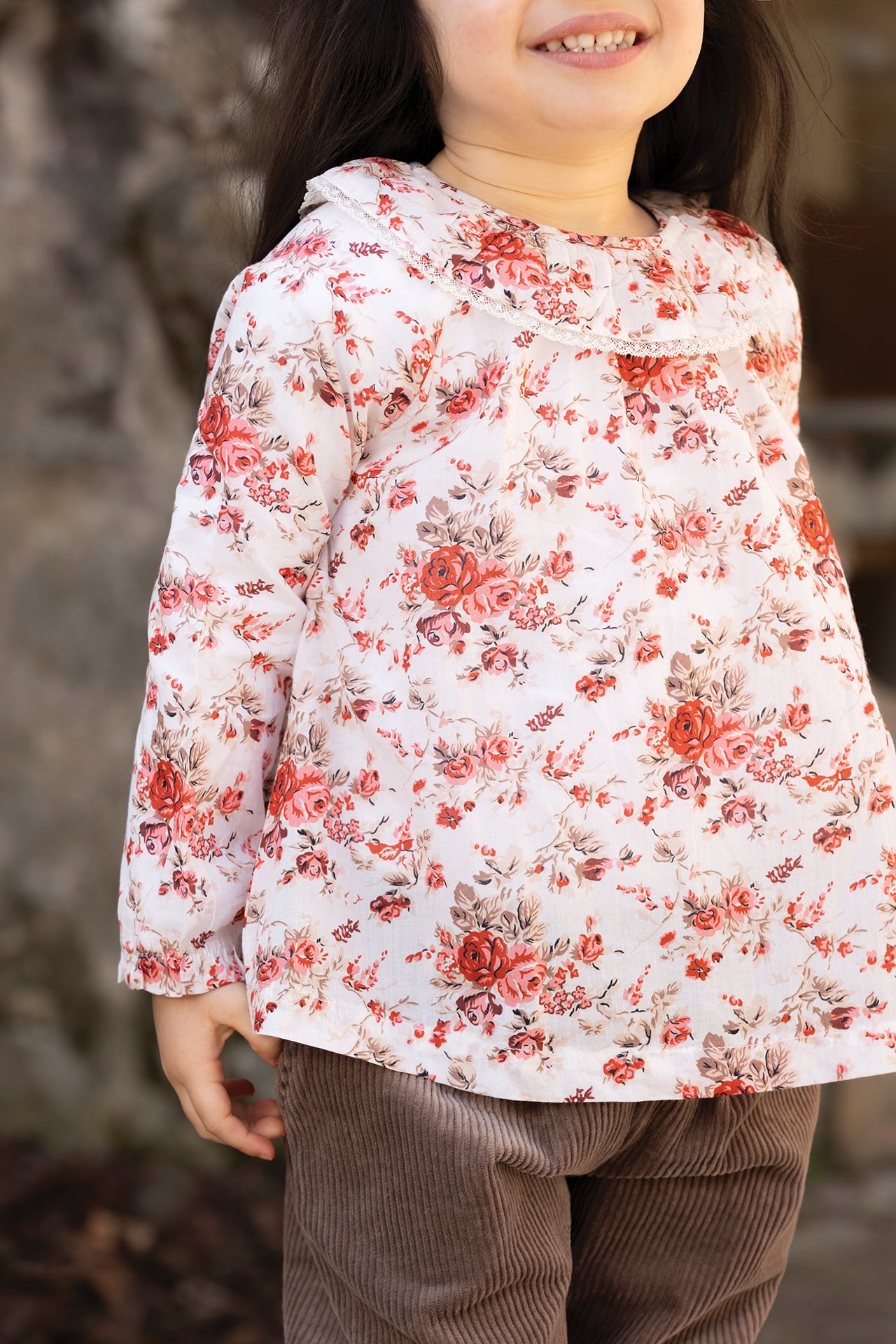 Blouse - Rose coton imprimé fleuri