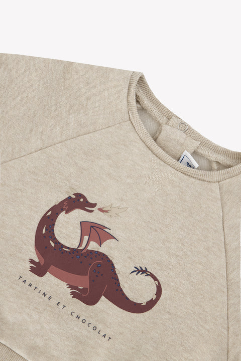 Maglia - Sabbia di cotone stampata con dinosauro - Image principale