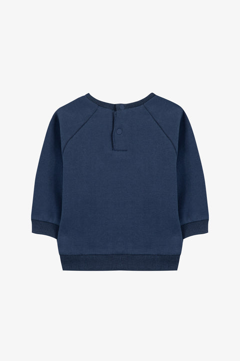 Pullover – Indigo-Baumwoll-Rennwagendruck - Image principale