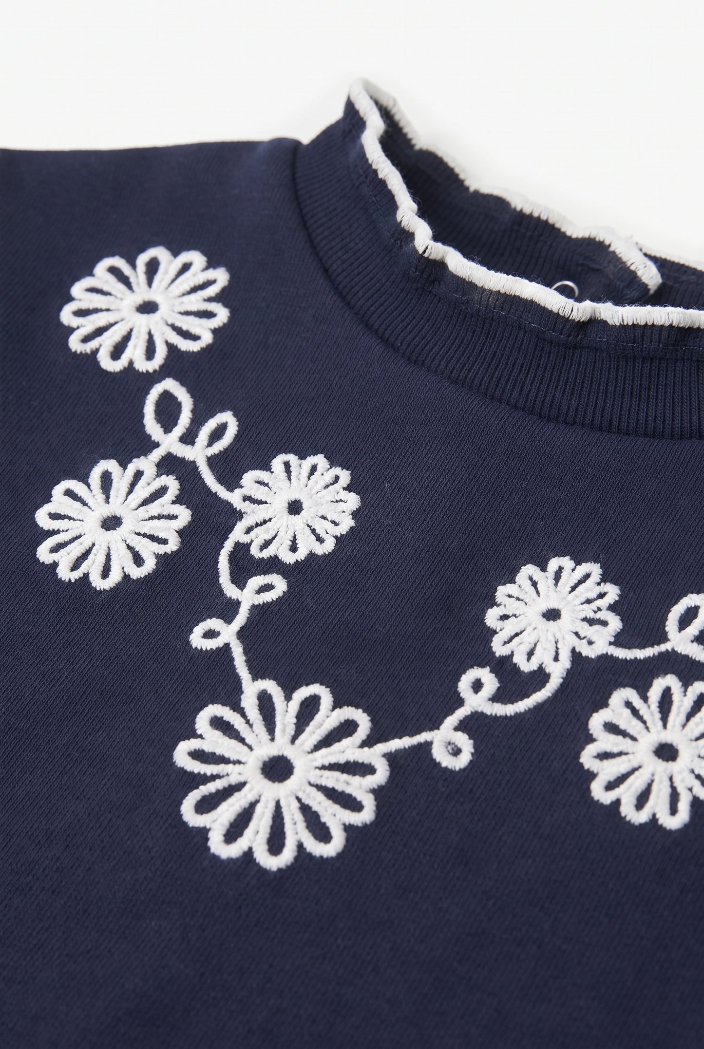Sweatshirt - Navy cotton embroidery flowers
