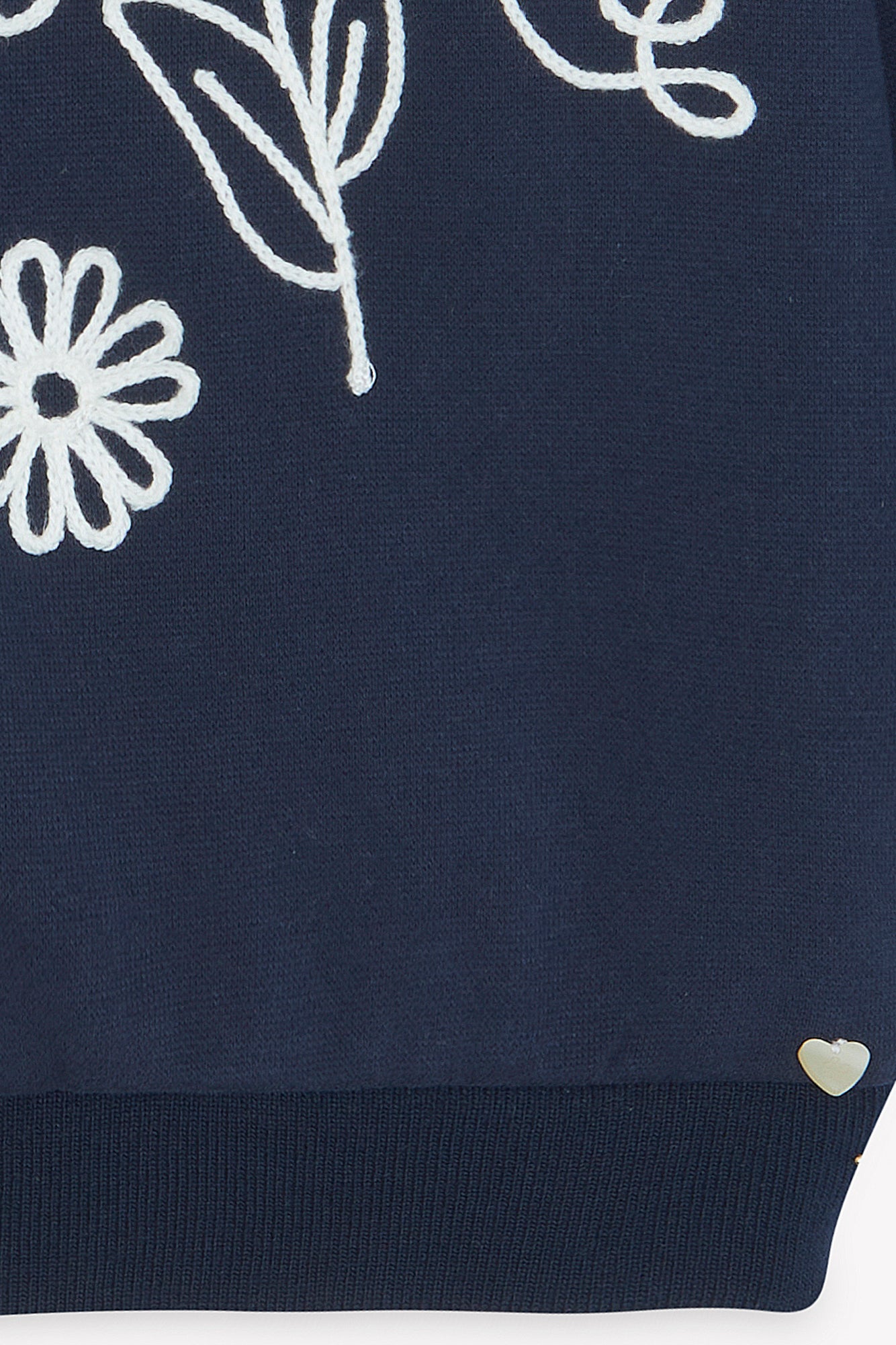 Cardigan - Blu navy fiori ricamati in cotone