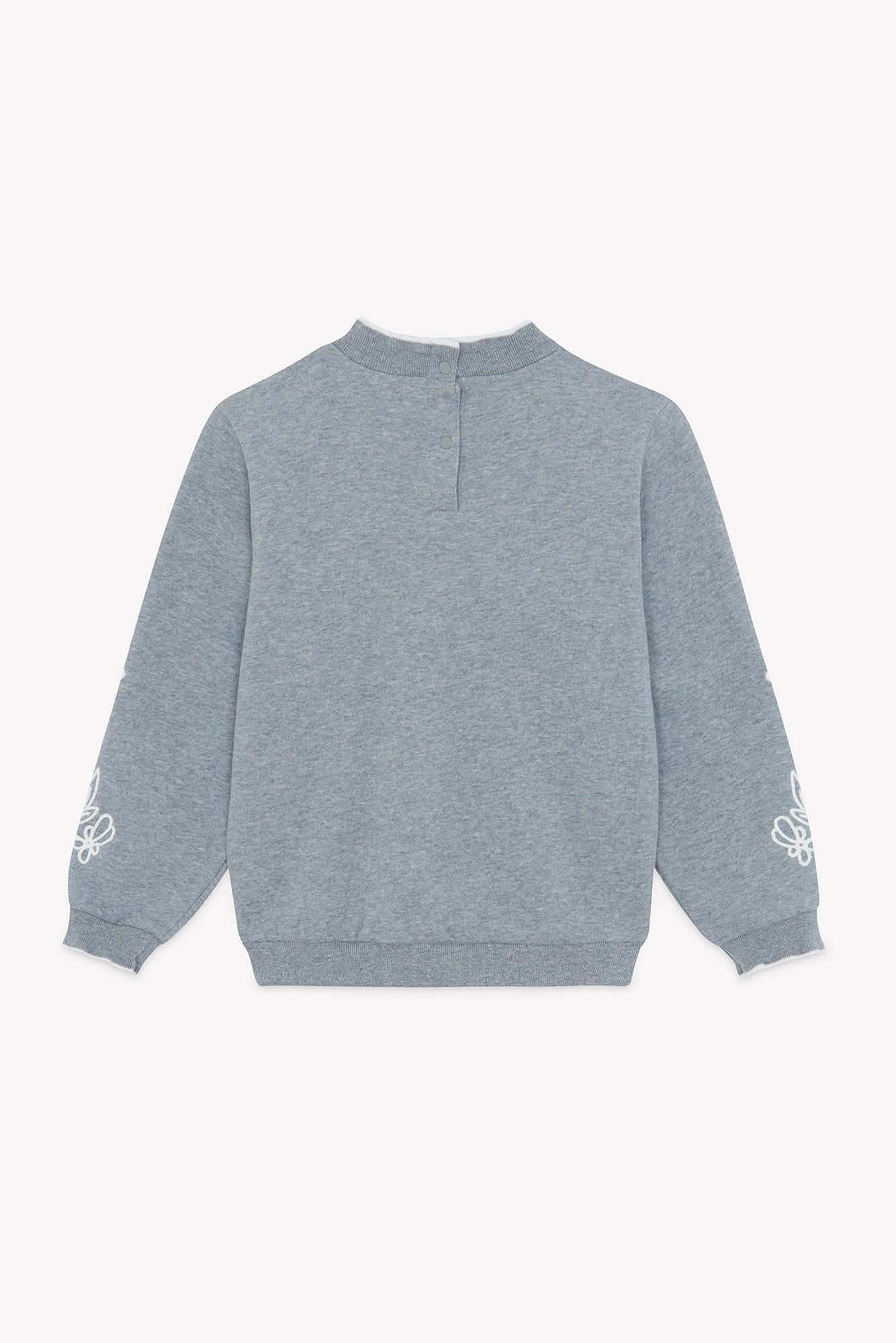 Felpa - Grigio fiori ricamati in cotone erica