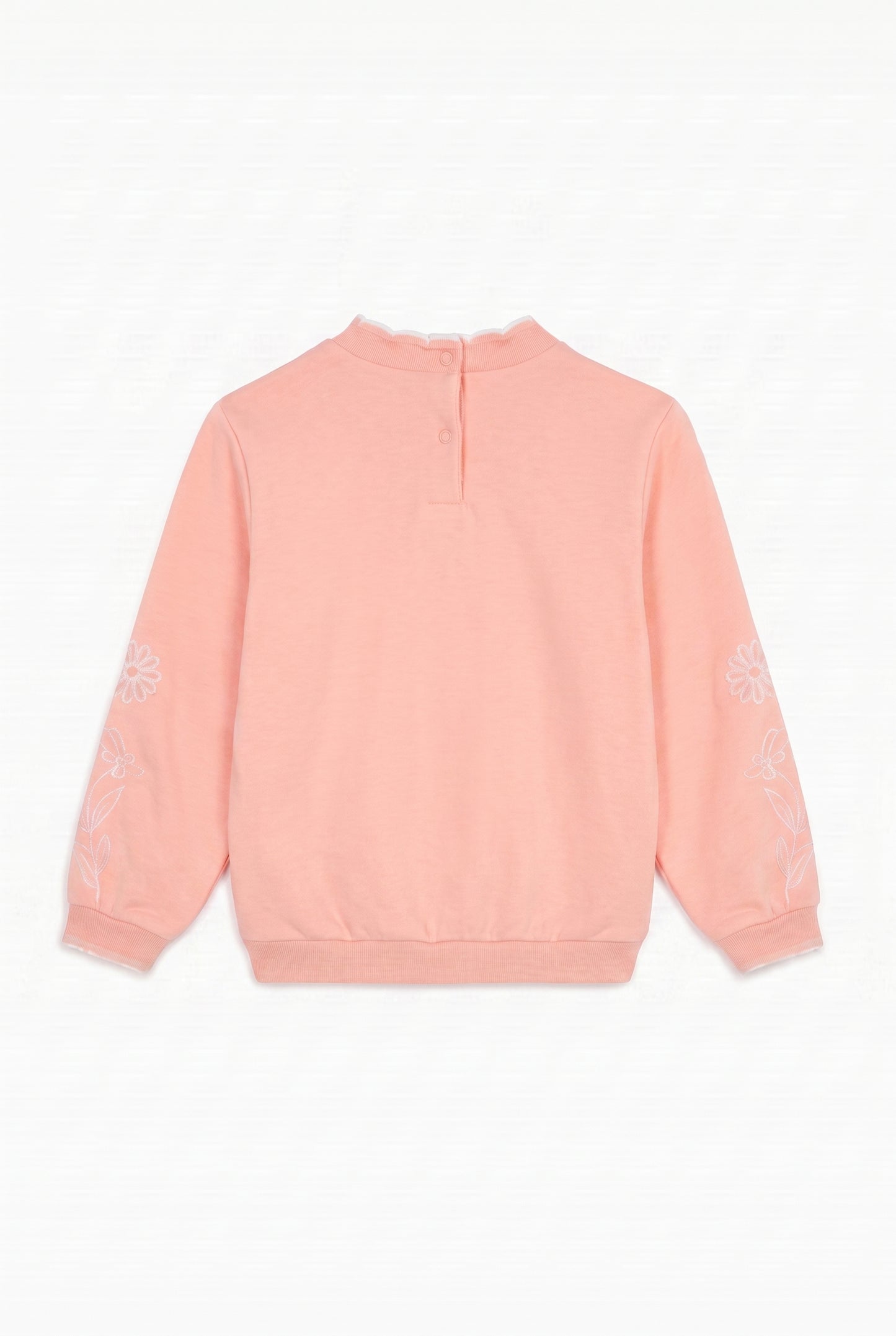 Sweat - Rosée coton broderies fleurs