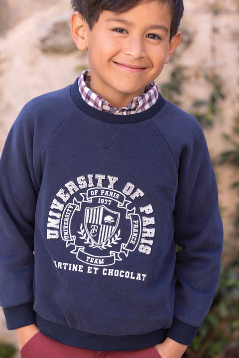 Sweater - Navy cotton Embrodery university of paris - Image principale