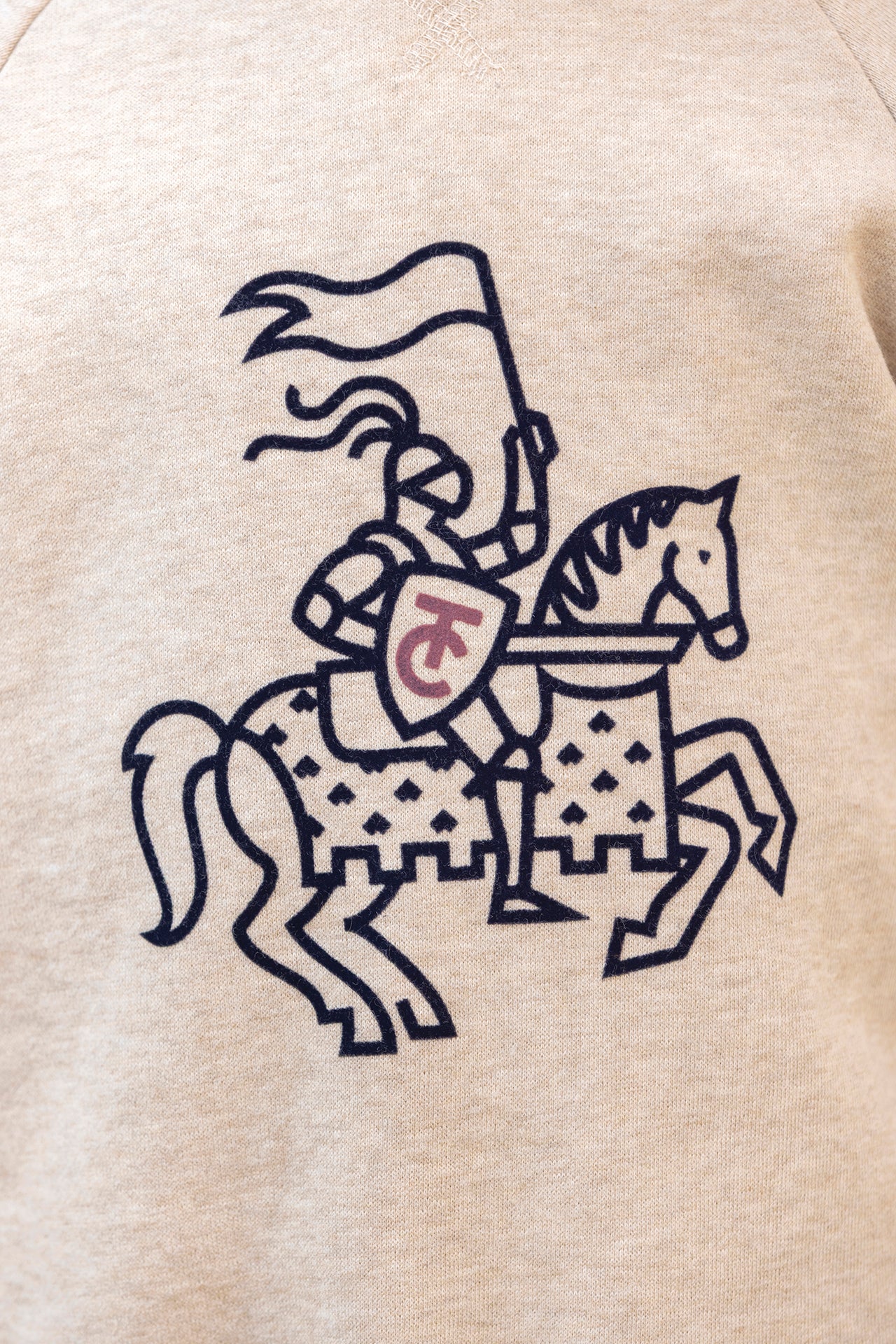 Maglia - Stampa cavaliere in cotone sabbia