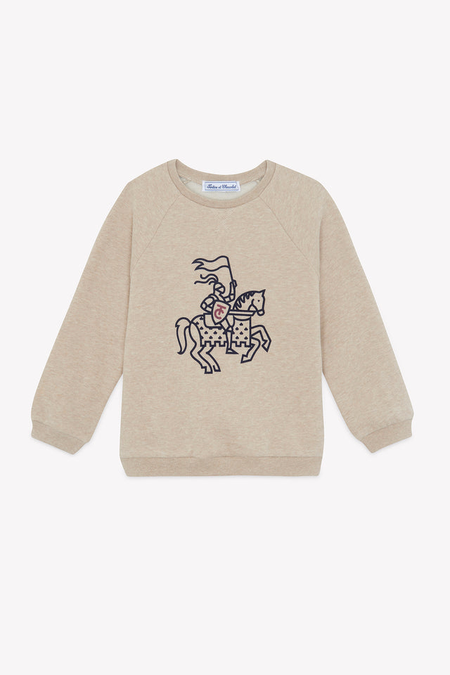 Maglia - Cotone sabbia stampato cavaliere - Image principale