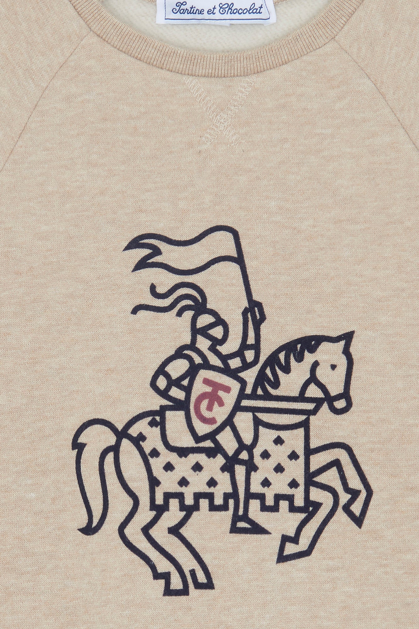 Maglia - Stampa cavaliere in cotone sabbia