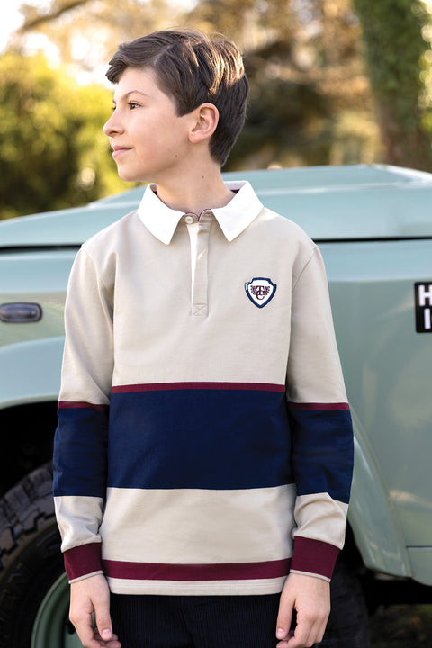 Polo shirt - Sand cotton Pointed collar Stripes - Image principale