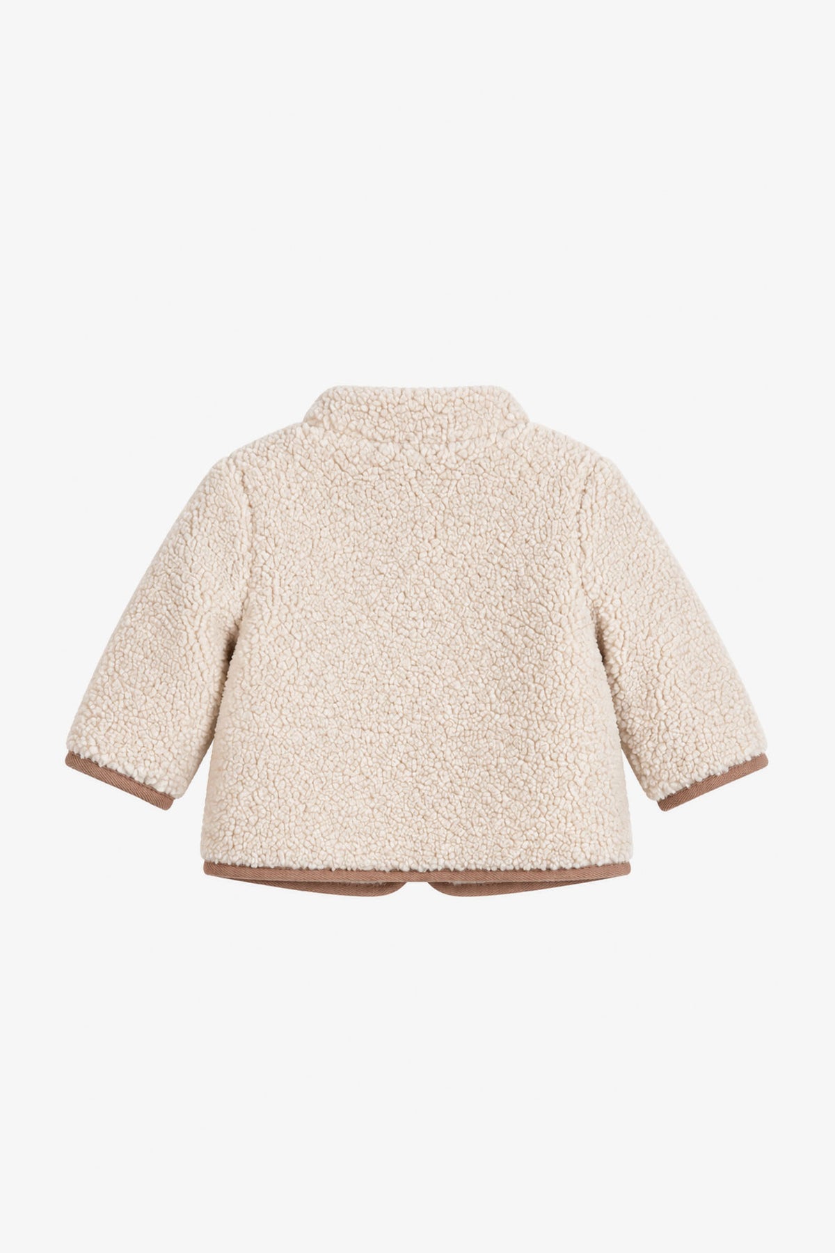 Strickjacke - Beige mit Stehkragen und Reißverschluss