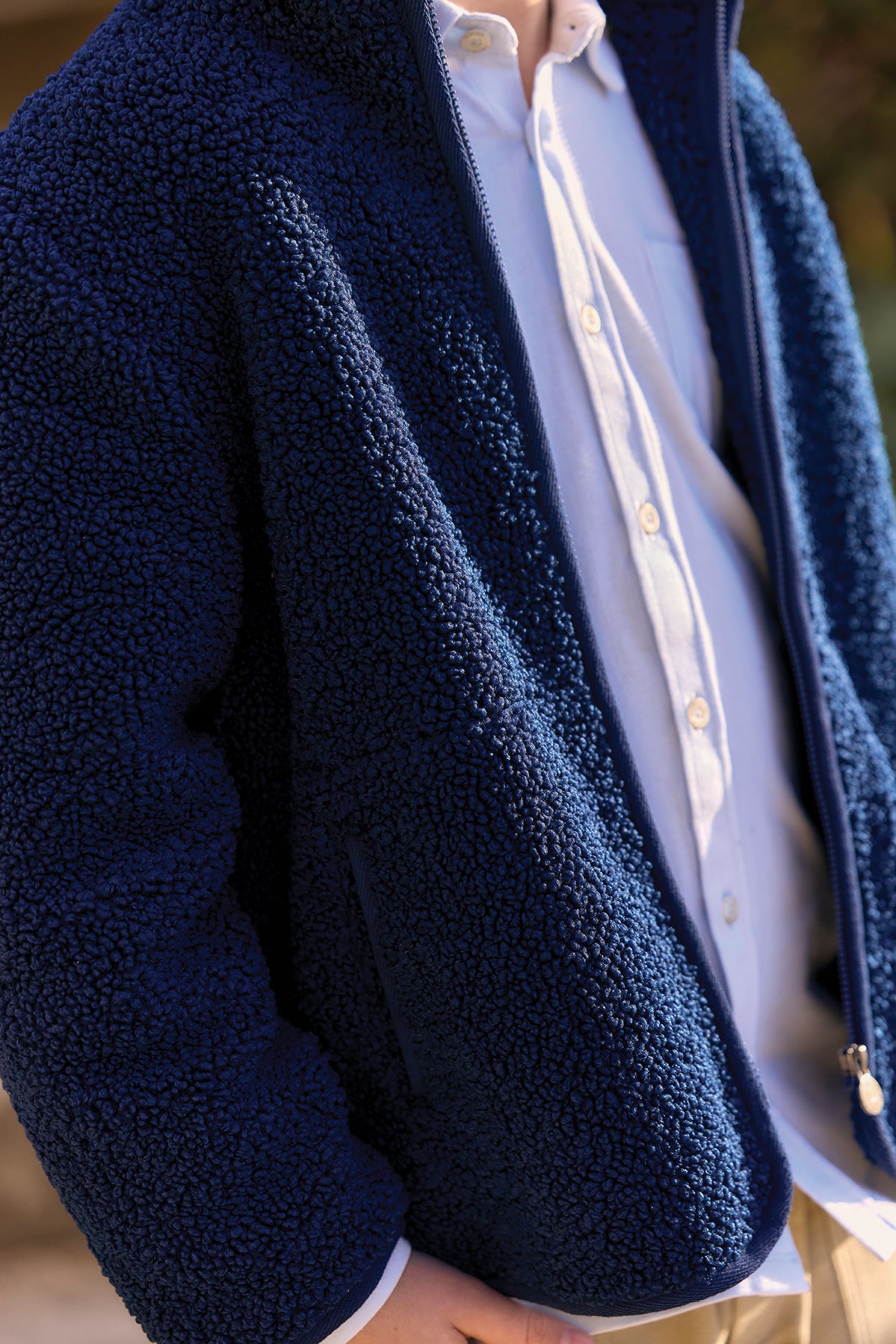 Jacket - Navy zipped Imitazione Pelliccia riccio
