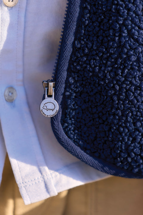 Jacket - Navy zipped Imitazione Pelliccia riccio - Image principale