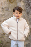Giacca- Beige zippato Imitazione Pelliccia riccio