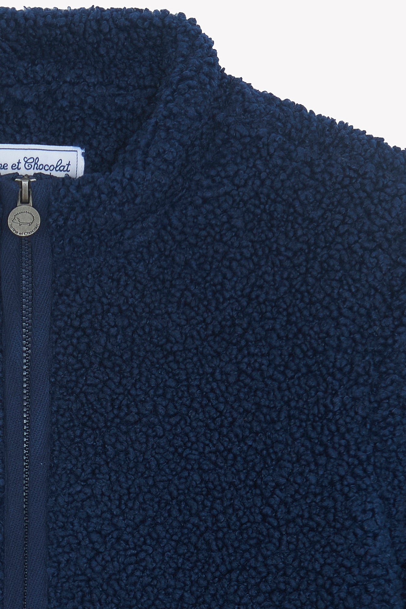 Jacket - Navy zipped Imitazione Pelliccia riccio