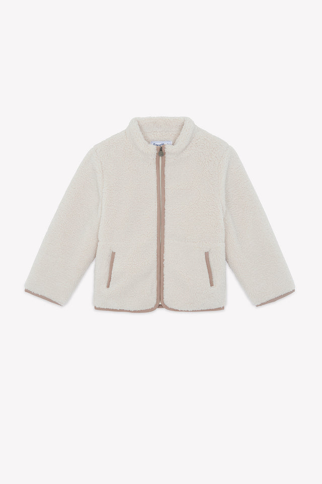 Giacca- Beige zippato Imitazione Pelliccia riccio - Image principale