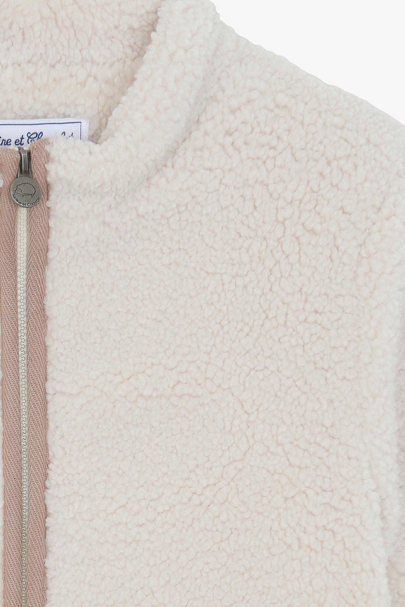 Giacca- Beige zippato Imitazione Pelliccia riccio