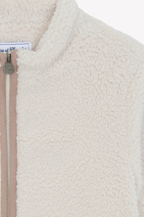 Giacca- Beige zippato Imitazione Pelliccia riccio - Image principale