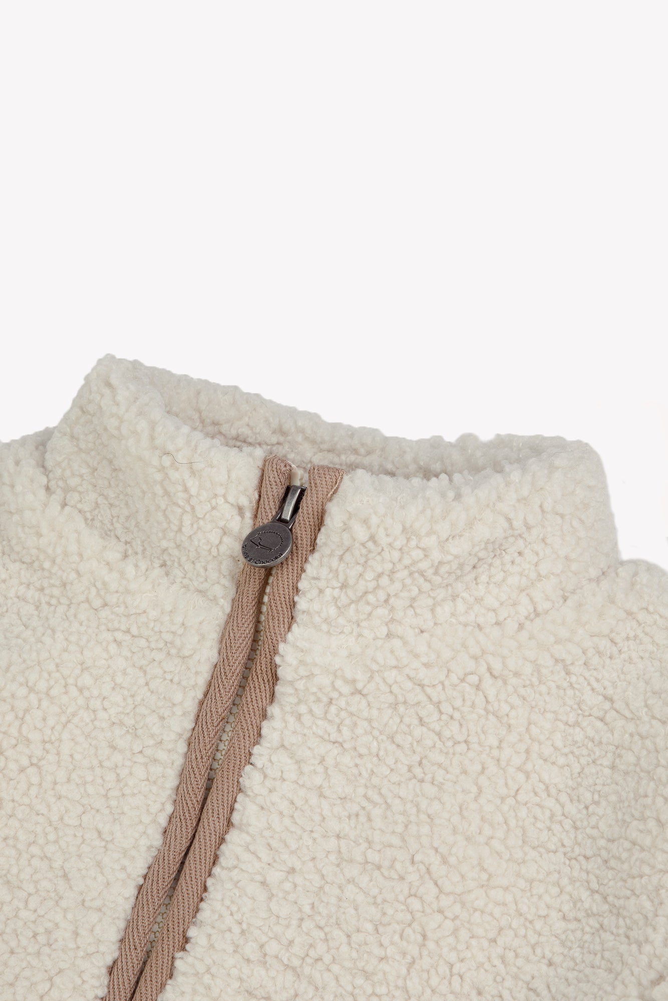 Giacca- Beige zippato Imitazione Pelliccia riccio