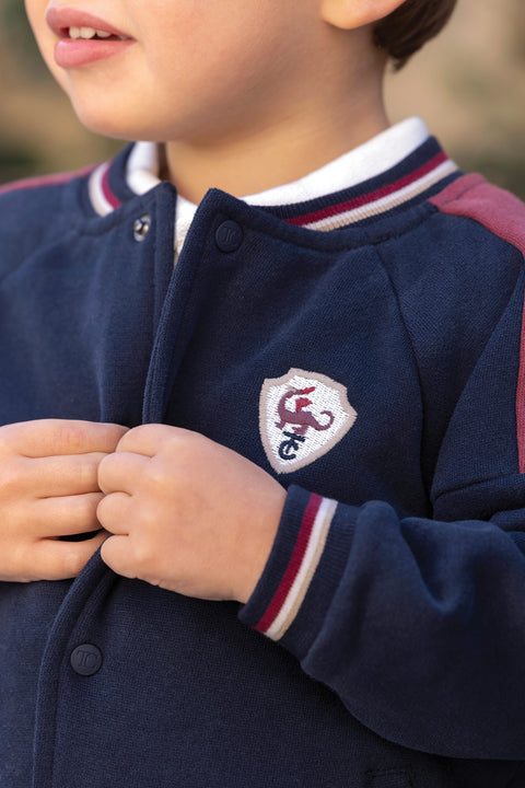Cardigan - Blu navy toppa di cotone Ricamato - Image principale