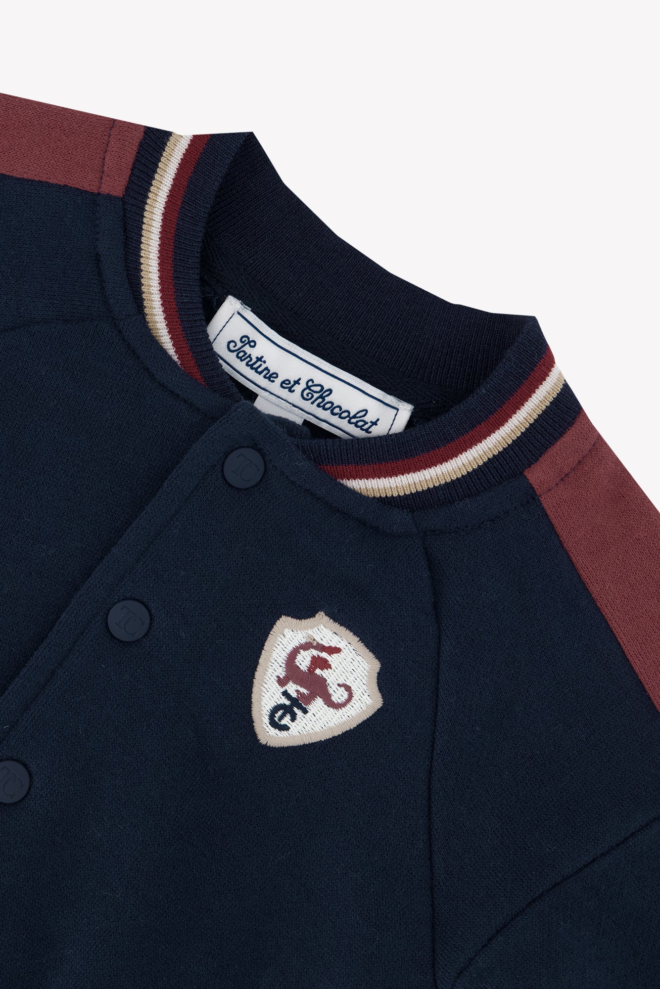 Cardigan - Blu navy toppa di cotone Ricamato