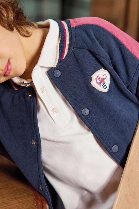 Cardigan - Navy cotton teddy Stripes - Image principale