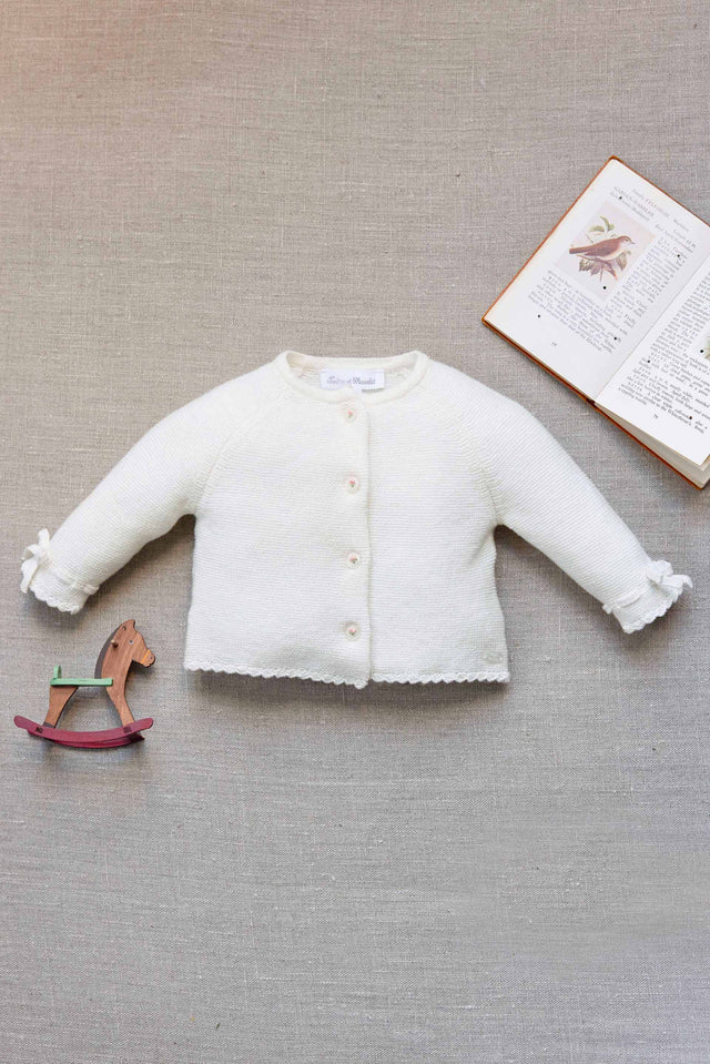 Cardigan - Ecru cotton Round neck Embrodery hand - Image principale
