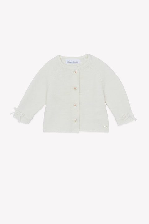 Cardigan - Ecru cotton Round neck Embrodery hand - Image principale