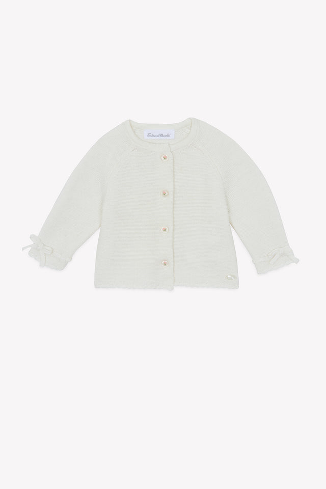 Cardigan - Madreperla  cotone Colletto Girocollo Ricamo mano - Image principale