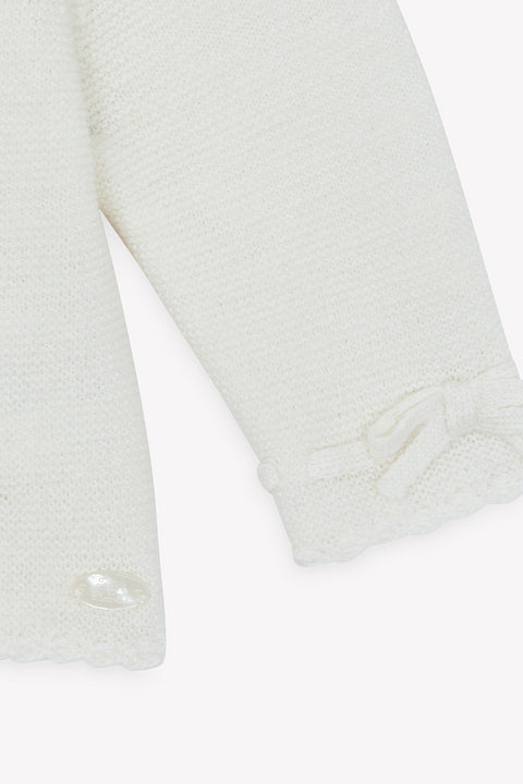 Cardigan - Madreperla  cotone Colletto Girocollo Ricamo mano - Image principale