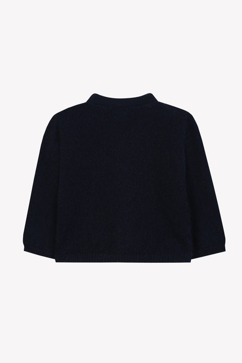 Cardigan - Blu navy Cashmere Colletto v Maglia intrecciato - Image principale