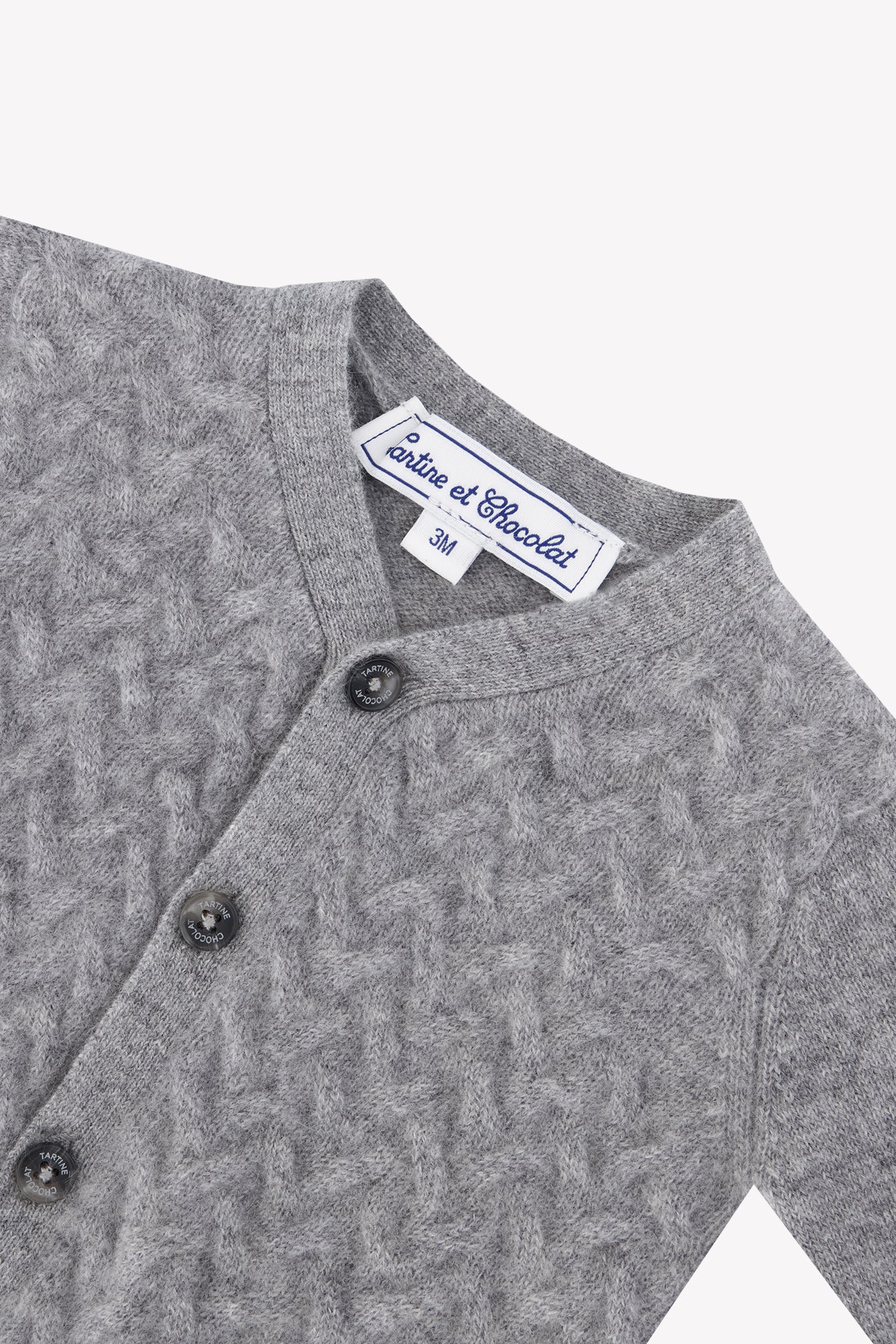Cardigan - Grigio erica Cashmere Colletto v Maglia intrecciato