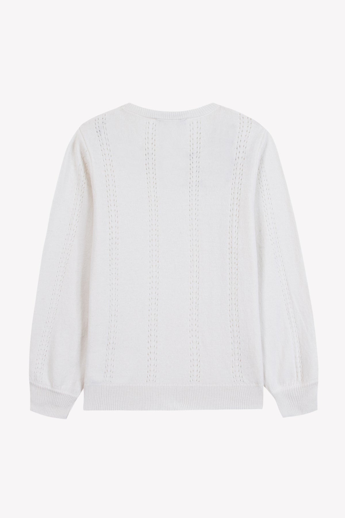 Pullover - Ecru Wolle Stickerei