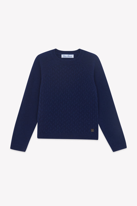 Maglia - Blu navy Lana Maglia intrecciato - Image principale