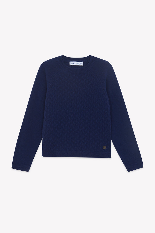 Maglia - Blu navy Lana Maglia intrecciato - Image principale