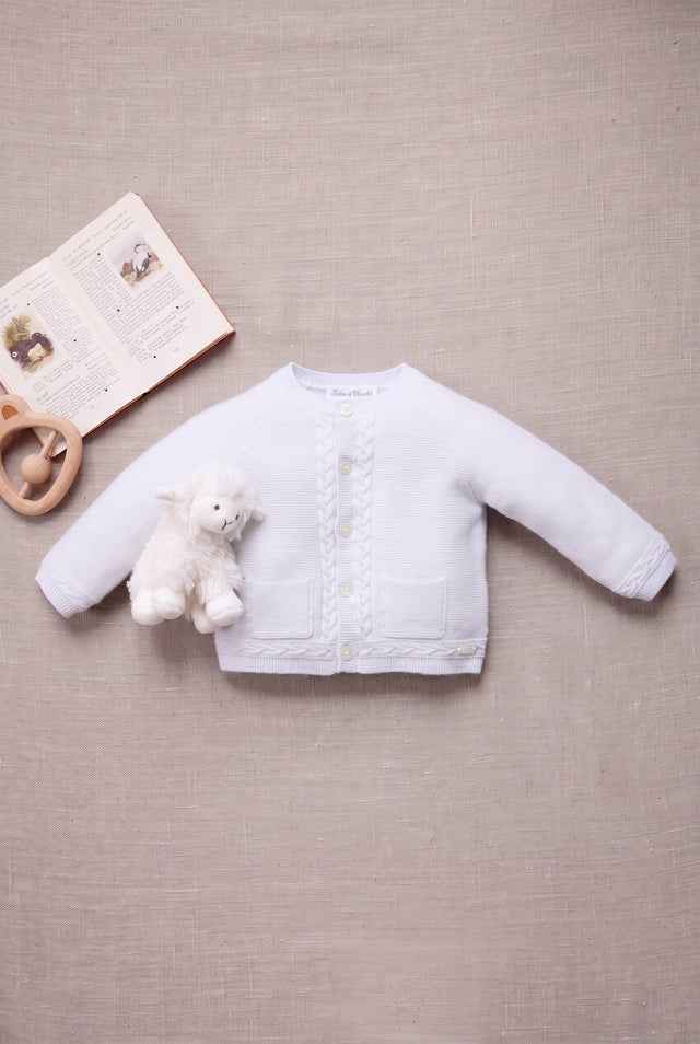 Cardigan - Bleu ciel laine col rond - Image principale