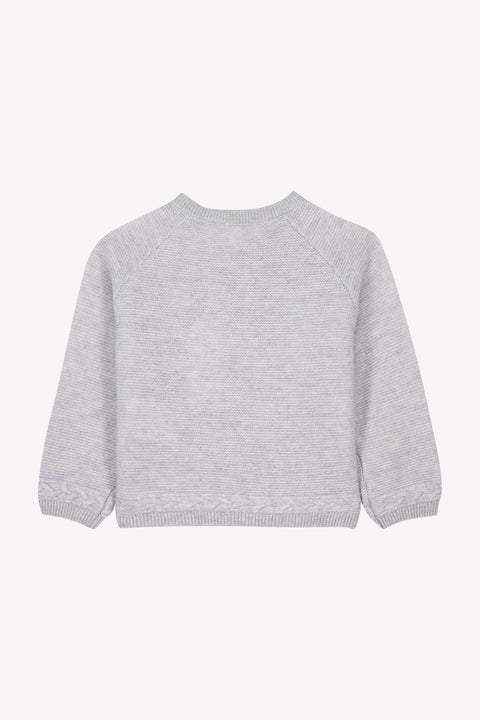 Cardigan - Grigio erica Lana Colletto Girocollo - Image principale