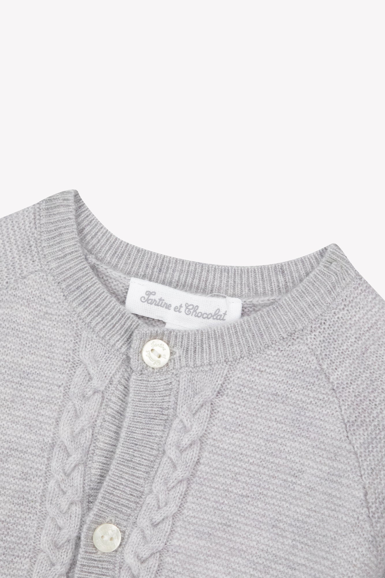 Cardigan - Grigio erica Lana Colletto Girocollo