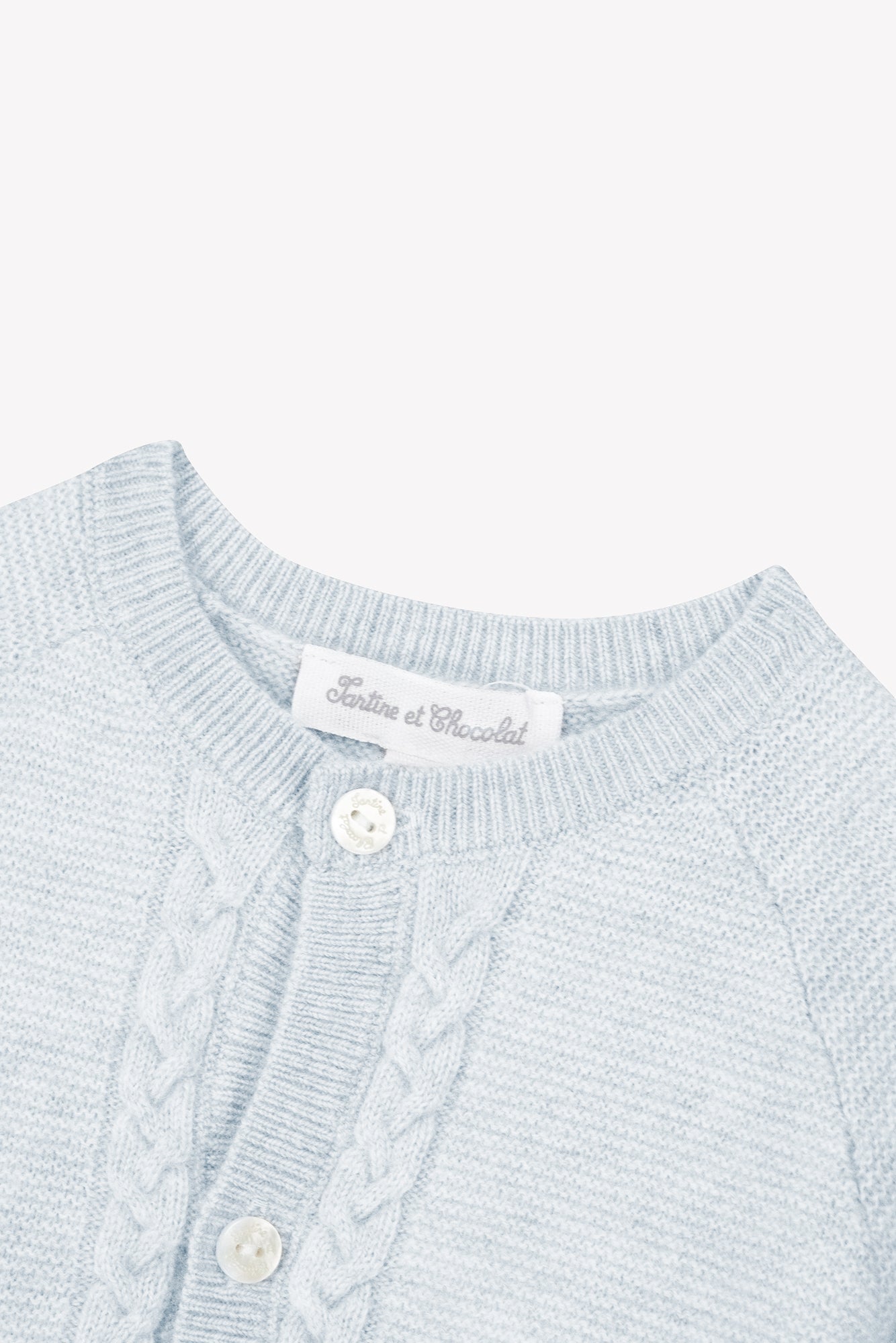Cardigan - Celeste Lana Colletto Girocollo