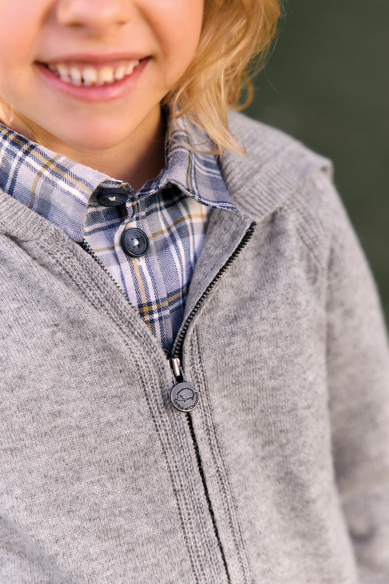 Gilet - Grigio erica Lana a Cappuccio zippato